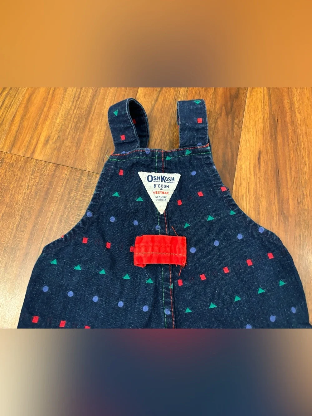 Osh Kosh B’Gosh Vintage Denim Geometric Shapes Overalls